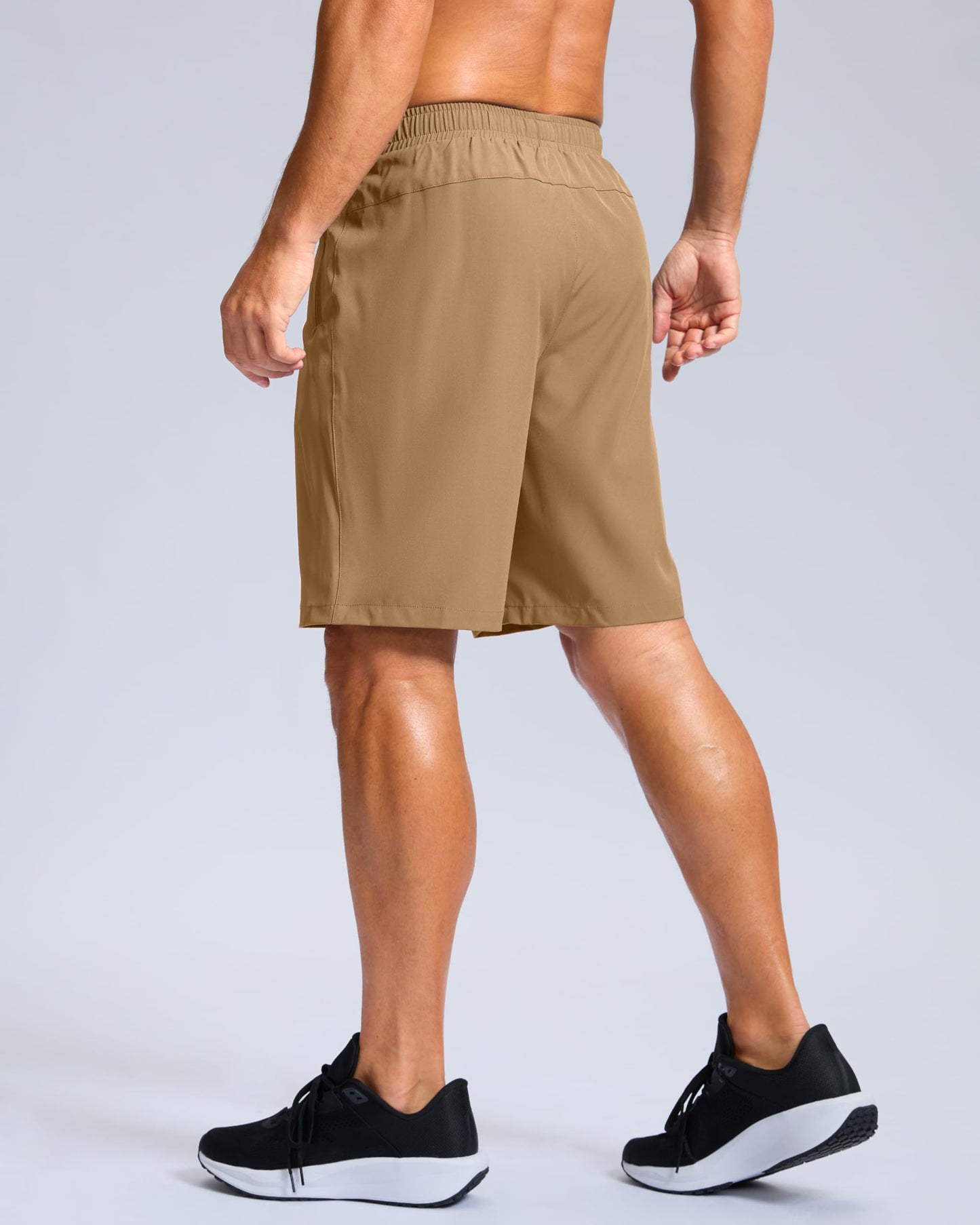 G Gradual Men's Athletic Running Shorts with Zipper Pockets Quick Dry 7"/ 5"/ 9" Workout Gym Shorts for Basketball Hiking(Dark Khaki,9M)
