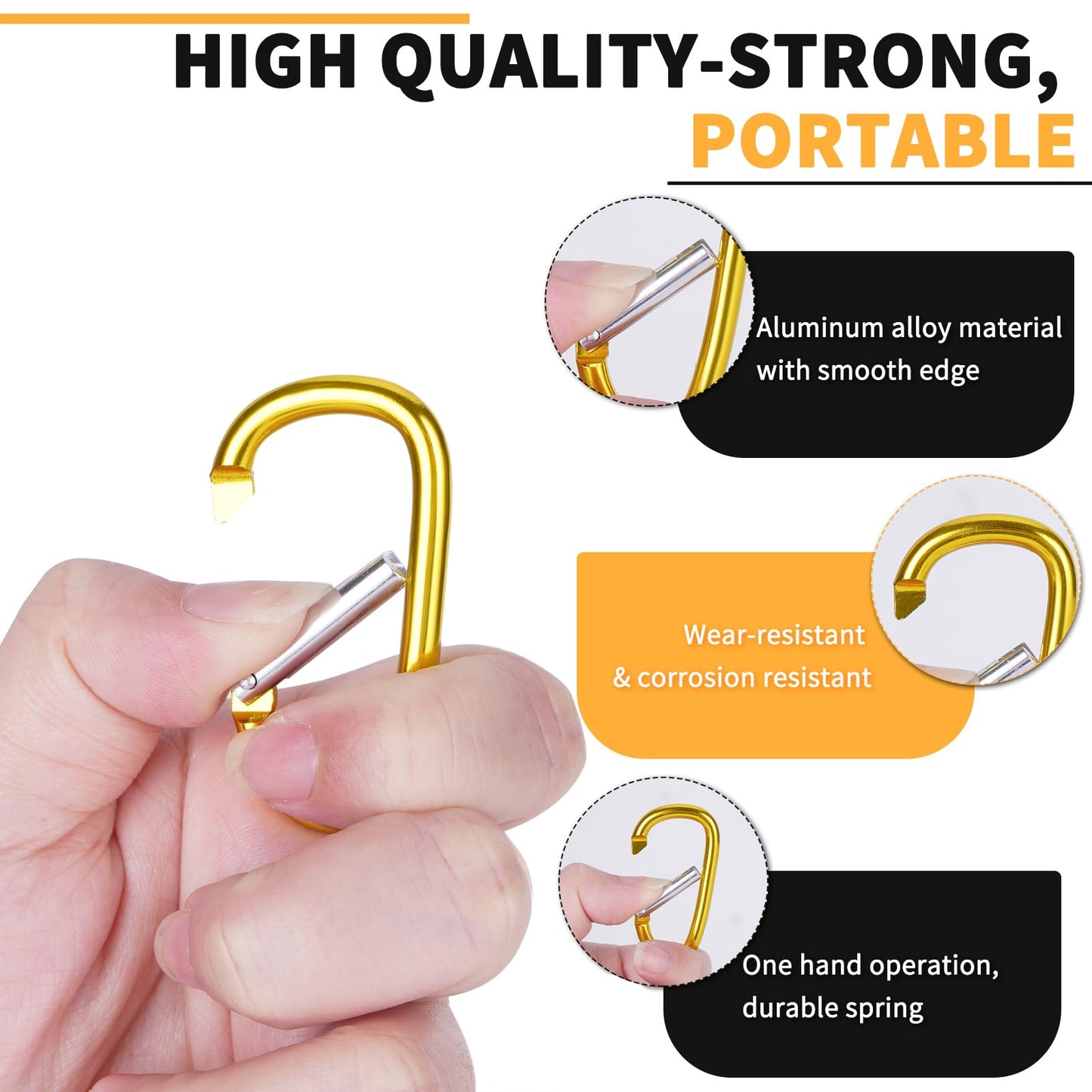 40 Pack 2" Aluminum Carabiner Clip D Ring Carabiners Small Carabiner Keychain Spring Snap Hooks, Mini Carabiner Clip Set for Keys, Dog Leash, Camping Hiking Accessories