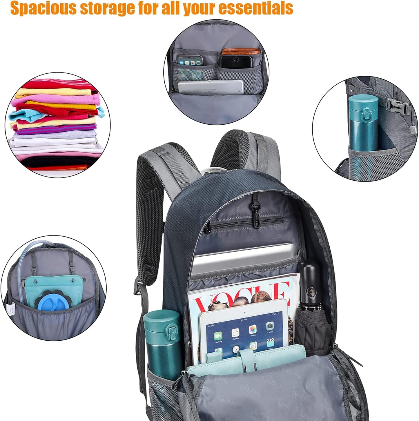 G4Free 35L Hiking Backpack Water Resistant Outdoor Sports Travel Daypack Lightweight with Rain Cover for Women Men (Peacock Green)