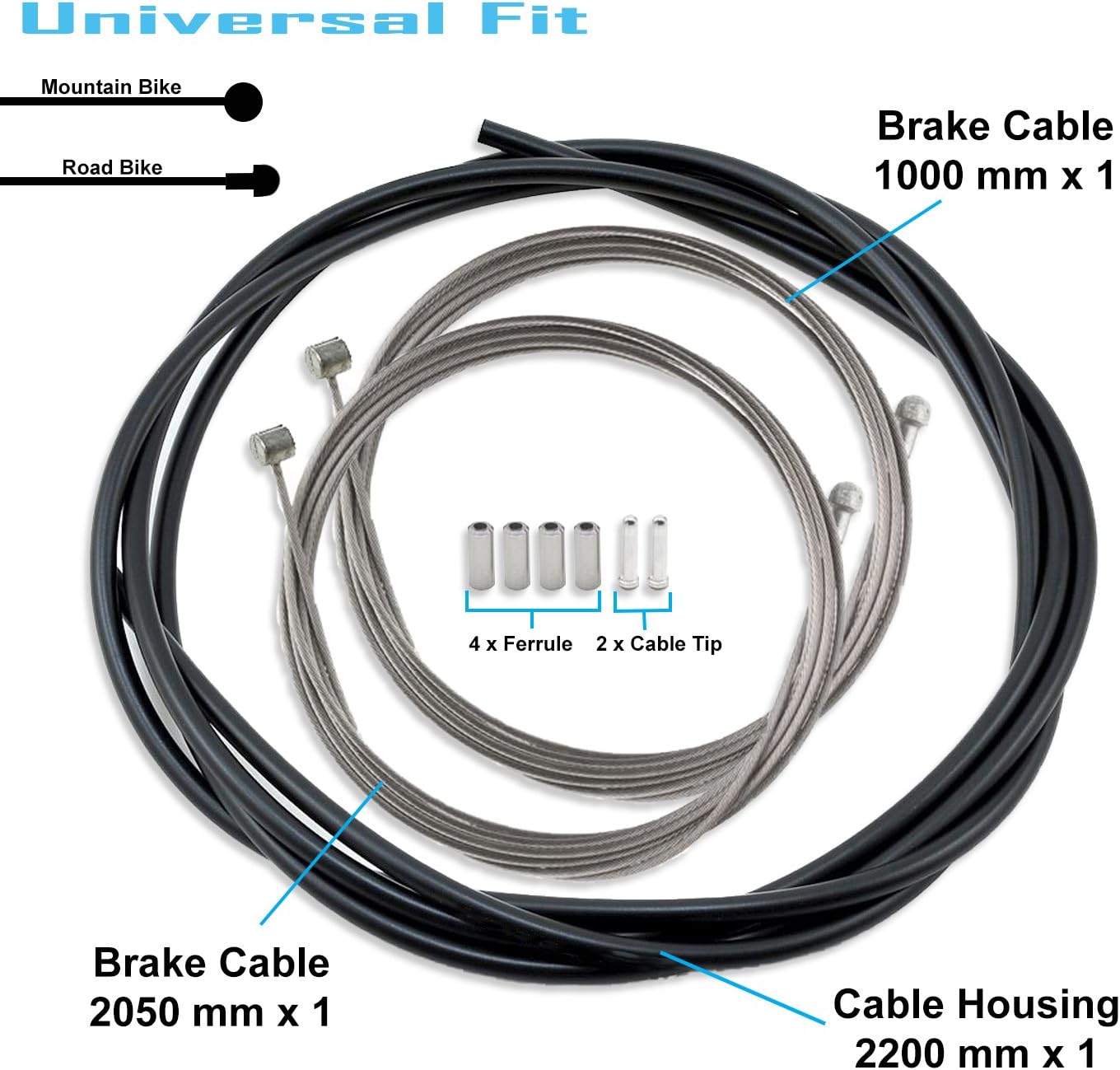 SHIMANO Universal Standard Brake Cable Set, For MTB or Road Bikes