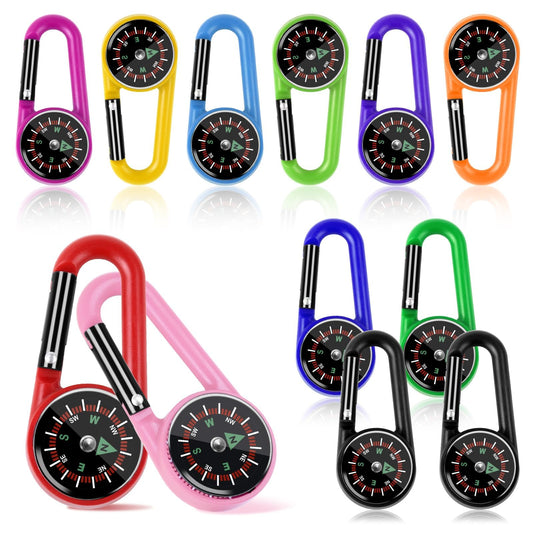 12 Pcs Mini Compass Keychain for Kids Bulk, Small Pocket Magnetic Compass Survival Hiking for Outdoor Survival Camping Party Backpacking Accessory (Colors)