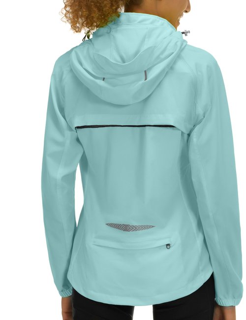 Little Donkey Andy Women's Lightweight Waterproof Cycling Jacket with Removable Sleeves & Hood for Biking Running Golf Blue Glow XS