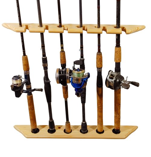 Old Cedar Outfitters Solid Pine Fishing Rod Rack for Wall and Ceiling Storage (Vertical)