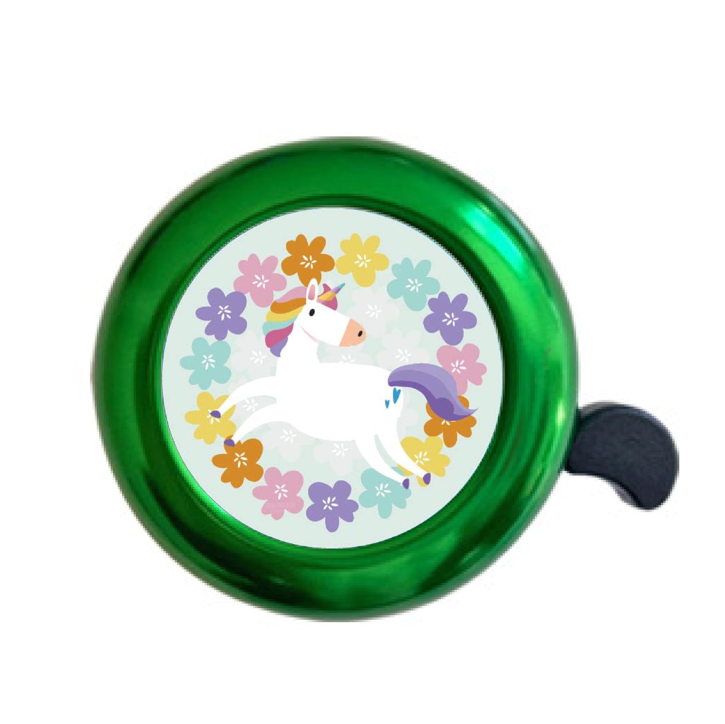 ABSOAR Cycling Unicorn Bike Bell for Kids Adults Scooter City Mountain MTB Flowers Floral Unicorn (Green)