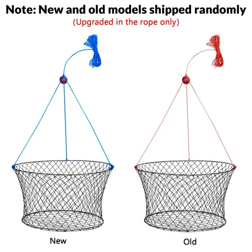 QualyQualy 2Pcs Collapsible Crab Net Kit with Crab Gauge & Bait Clip - Saltwater/Freshwater Crabbing Trap for Crabs - Galvanized Steel Ring, Portable Design for Pier, Dock, Family Crabbing 24"x20"x12"