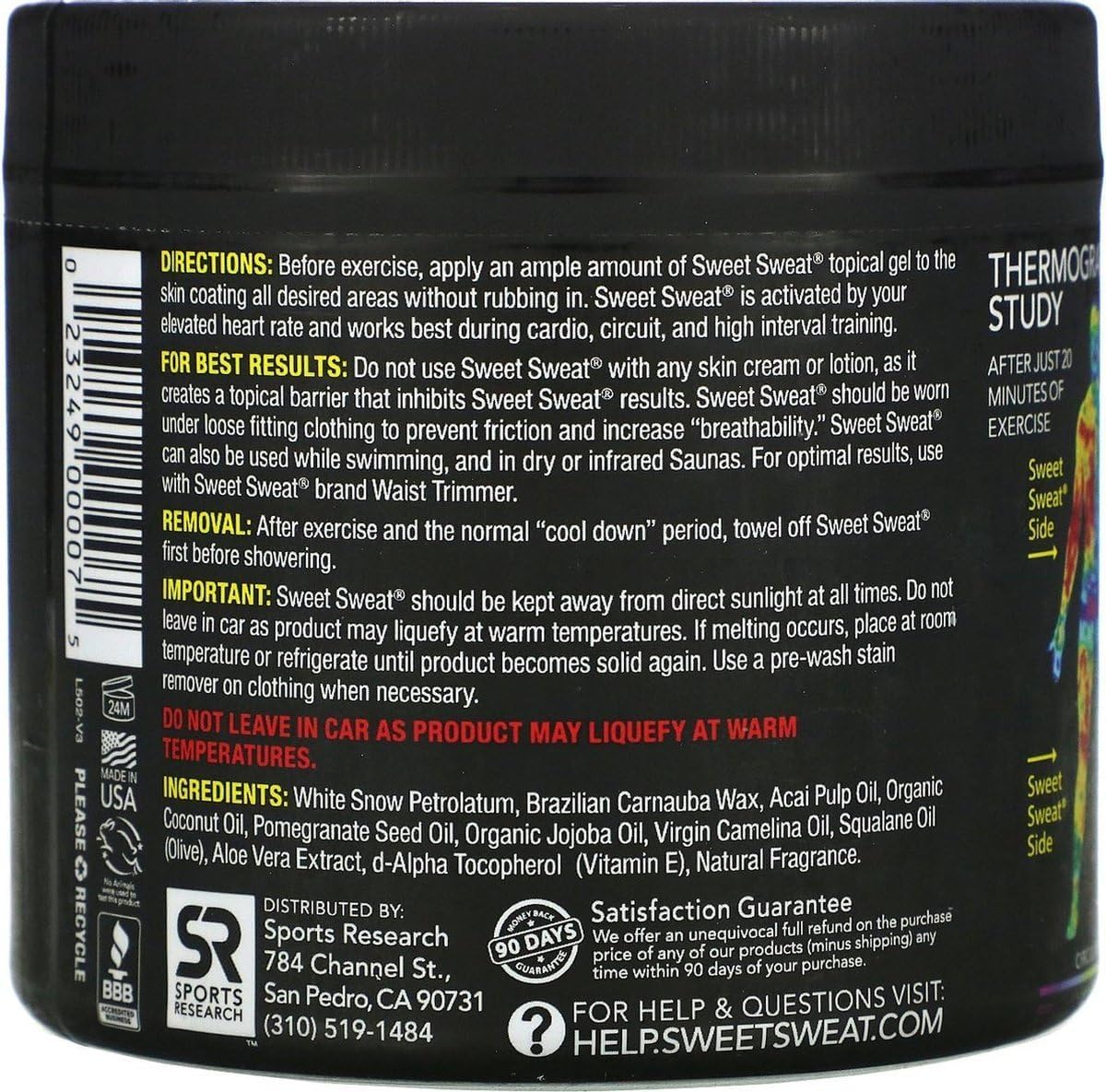 Sports Research® Sweet Sweat Unscented 'Workout Enhancer' Gel - Maximize Your Exercise & Sweat Faster - 13.5oz Jar