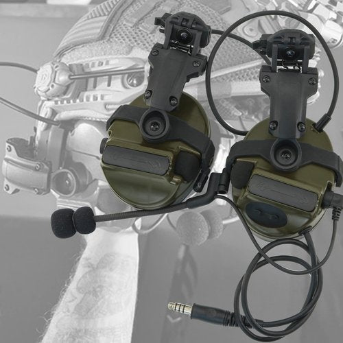 HEARFALCOM Tactical Headset COMAT III Tactical Helmet ARC Rail Adapter Non-Military Version Noise-Cooling Pick-UP Shooting Headset with V2 U94 PTT for Hunting Airgun Sports (FG)