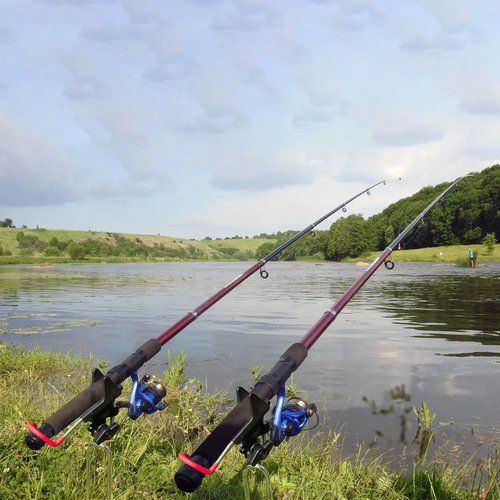 ReeMoo 2Pack Fishing Rod Holders - Bank & Ground Fishing Pole Holders, 360 Adjustable Universal Stand, Relax Your Hands
