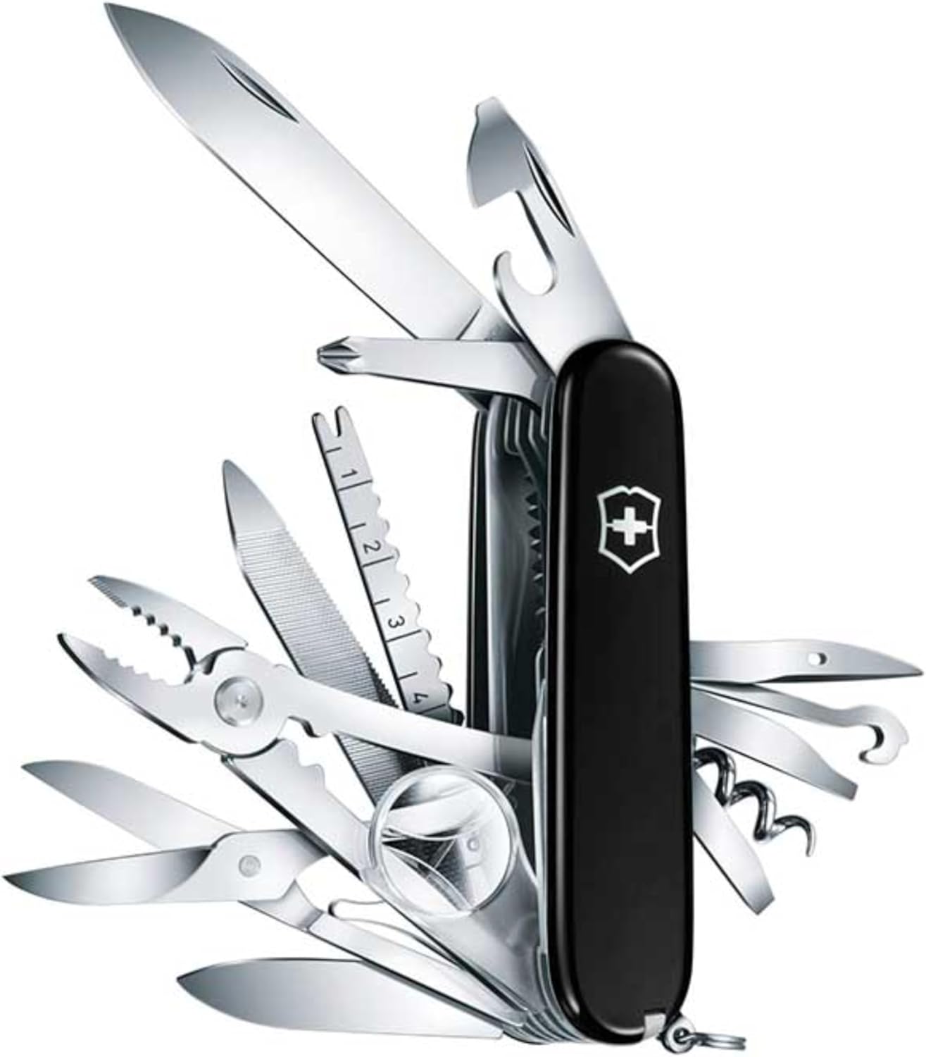 Victorinox Swiss Champ Swiss Army Knife, 33 Functions, Swiss Made Pocket Knife with Large Blade, Screwdriver, Chisel and Combination Pliers - Red