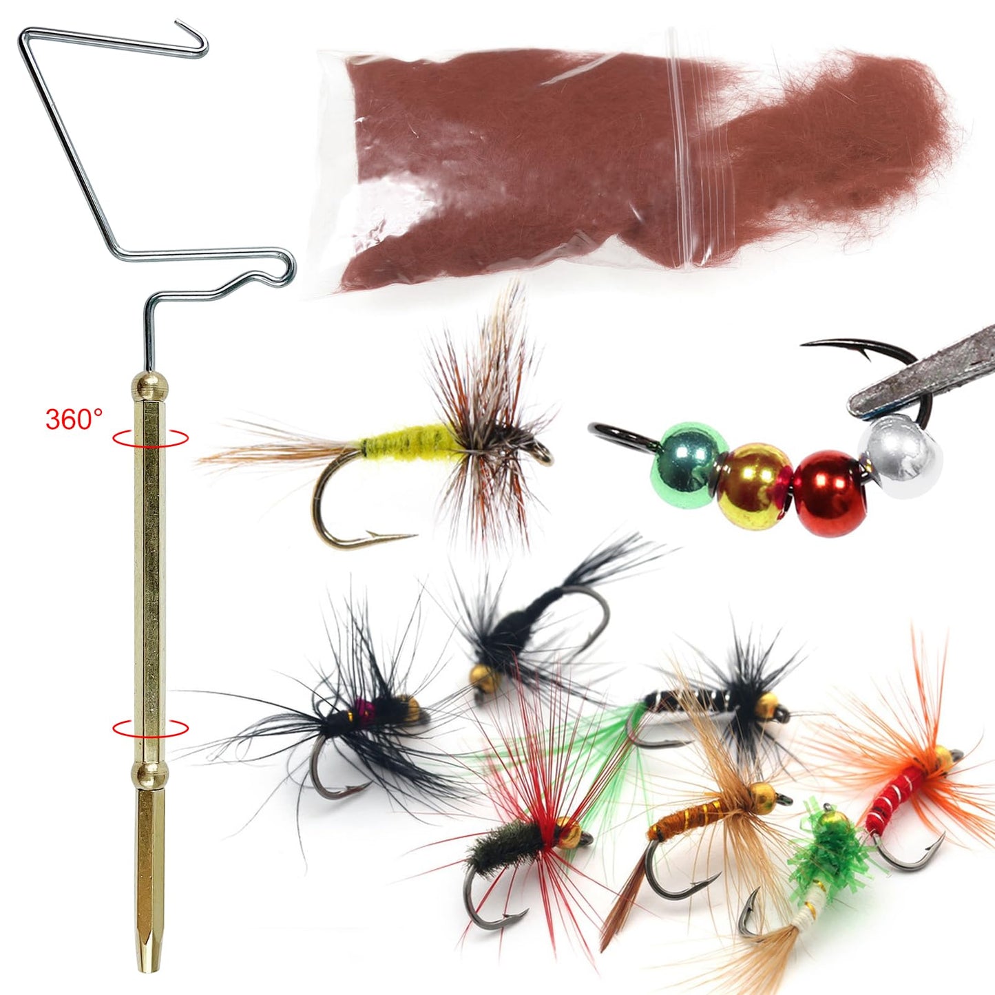 FREE FISHER Fly Tying Kit Material Tools Kit Bobbin Fly Hooks Scissors Fly Beads Threader Needle Whip Finisher Fly Fishing Flies Starter Making Kit 149Pcs with Carry Bag