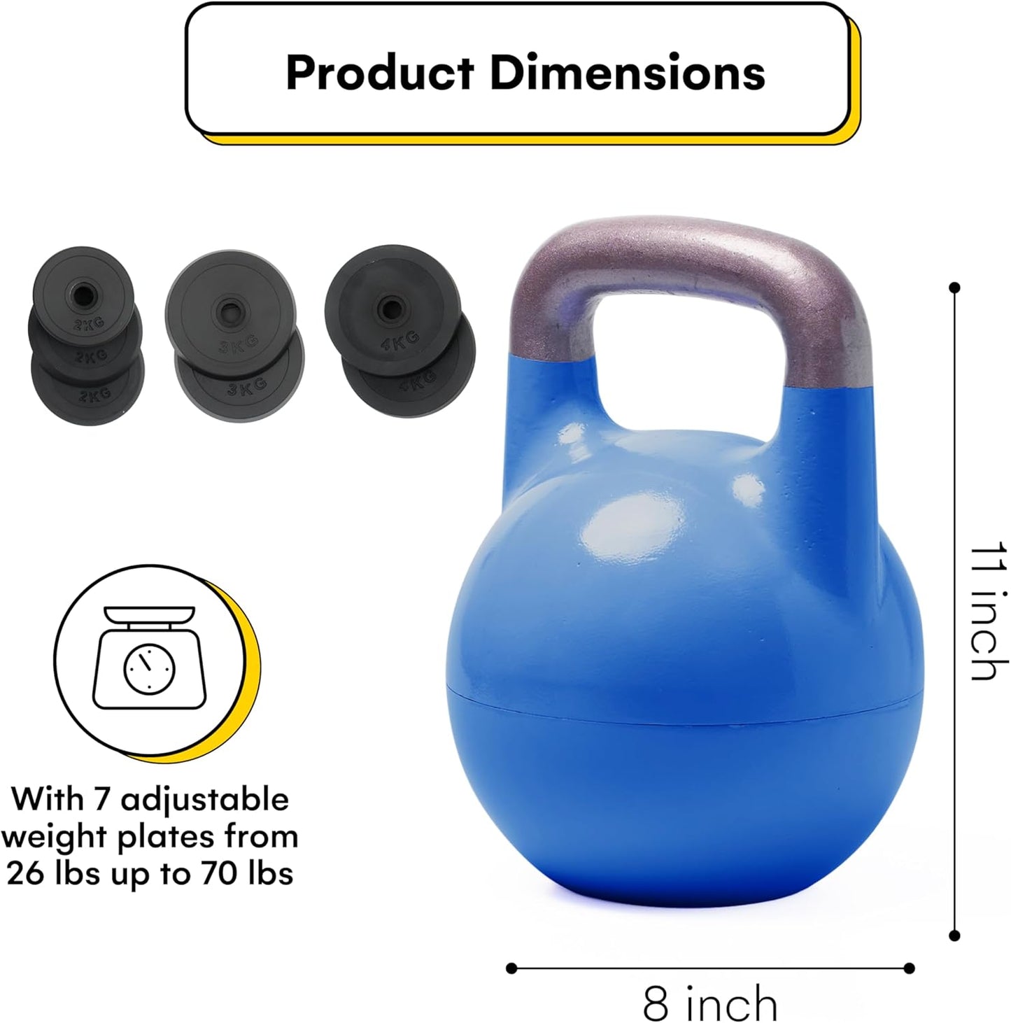 Adjustable Kettlebell Set 26-70 lb - Strength Training with Secure Lock & Durable Steel