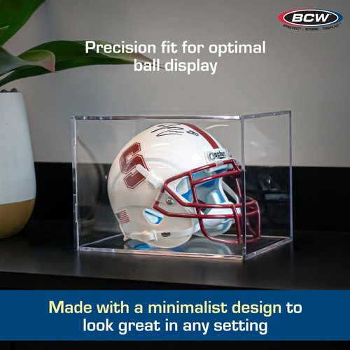BCW Sports Showcases | Protective Memorabilia Holder with UV Resistance | Ideal for Sports Collectibles | Acrylic Display Cases for Autographed Balls and Mini Helmets (Mini Helmet - 1 Pack)
