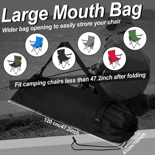 Wowangce 2 Pieces Camp Chair Replacement Bag Folding Foldable Chair Purse Camp Replacement Outdoor Tent Bag for Storage Carrying with Shoulder Strap, 47.2 Inches(Black)
