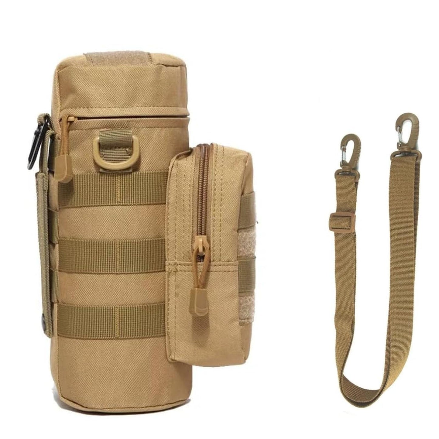 FUNSPIREN Molle Water Bottle Carrier Bag, Bottle Pouch Holder, Adjustable Shoulder Hand Strap Sling Neoprene Sleeve Sports Water Bottle Accessories for Hiking Travelling Camping