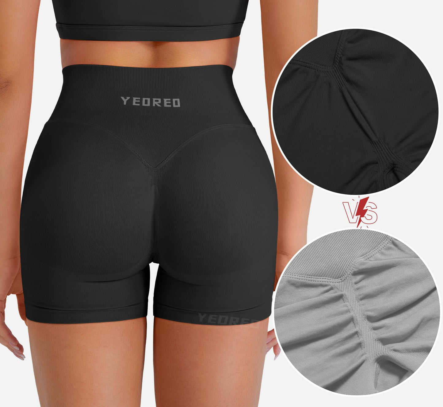 YEOREO Hidden Scrunch Workout Shorts Vision Women Seamless Gym Shorts High Waist Yoga Shorts