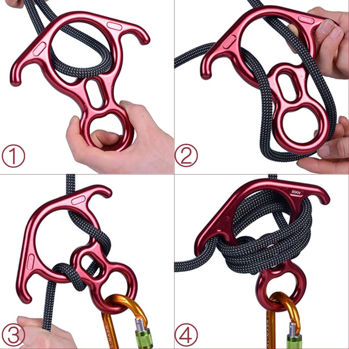 PROND Terminal 8 Descender, Rescue Figure 8 Descender with Lock Off Ears, 50KN Aluminum Alloy Bent-Ear Descender for Climbing Rescuing Or Escaping Descender, Climbing Belay & Rappel Equipment