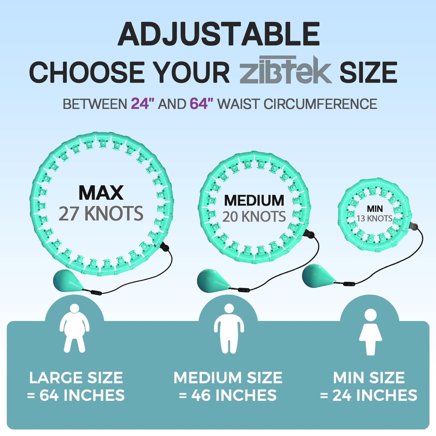 Argvsde Weighted Hula Infinity Fitness Hoop for Adult Weight Loss, 2 in 1 Smart Fitness Workout Hula Circle Hoops with 27 Detachable Knots, Exercise Fit Hoop Suitable for Women and Beginners