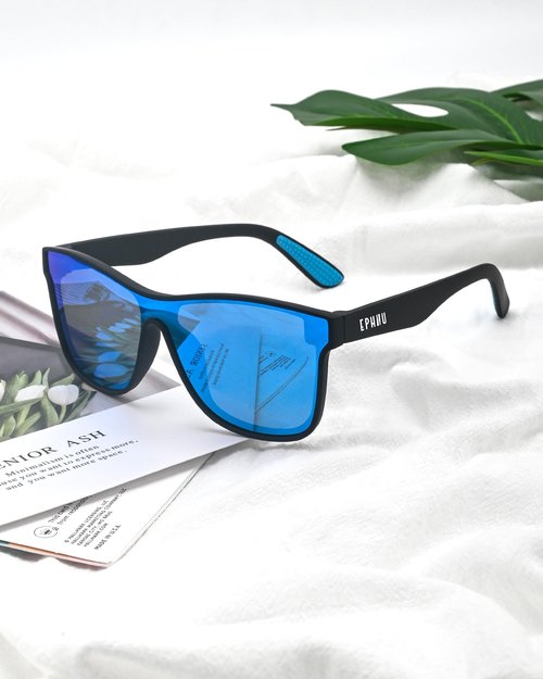 EPHIU Polarized Sports Sunglasses for Men Women One-Lens Mirrored with Non-Slip Rubber Temple Tips for Running Driving