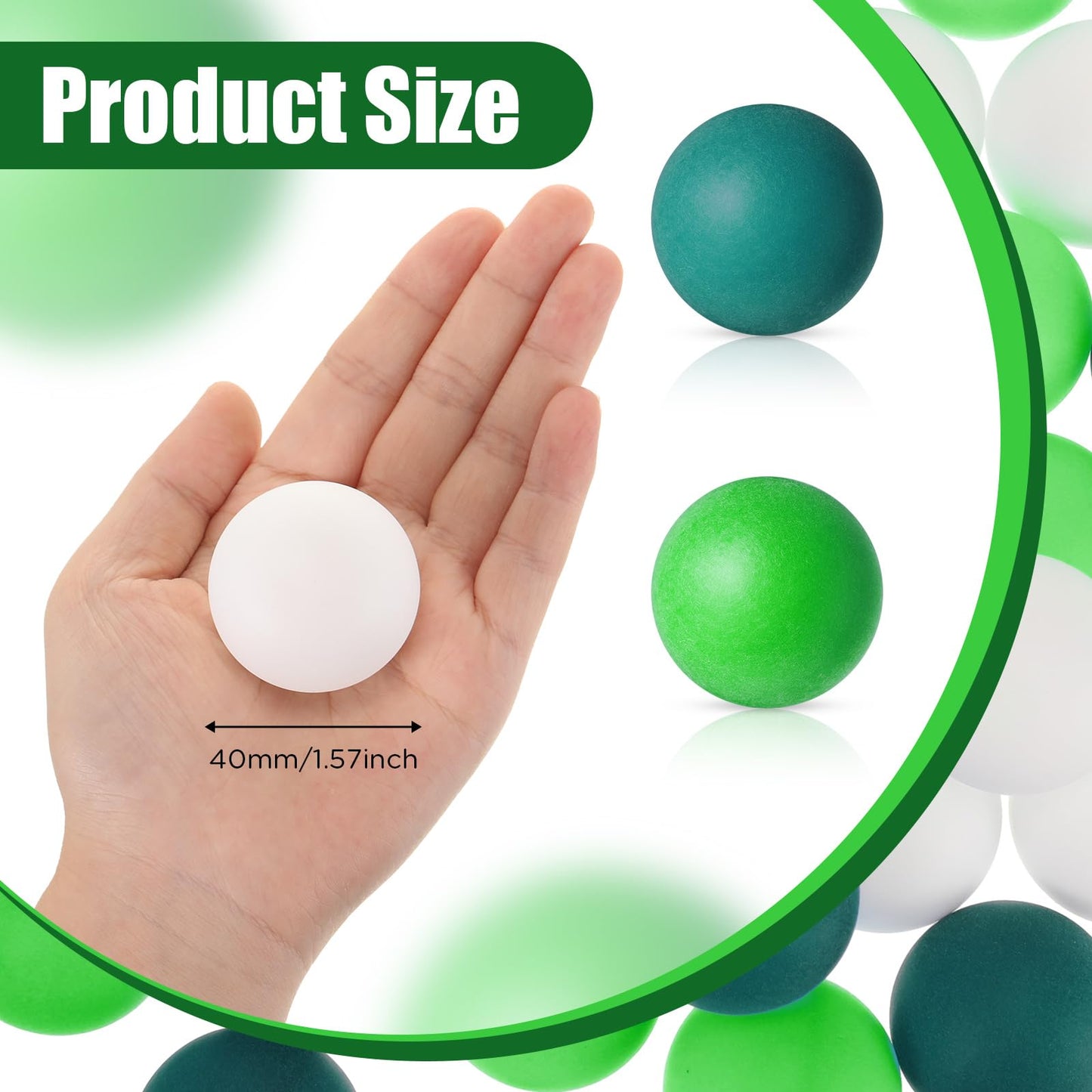 Libima 120 Pack Colored Table Tennis Balls 40 mm Plastic Balls Bulk for 4th of July Carnival Wedding Pool Games, DIY Arts, Pet Toys, School Patriotic Activities(Dark Green, Light Green, White)