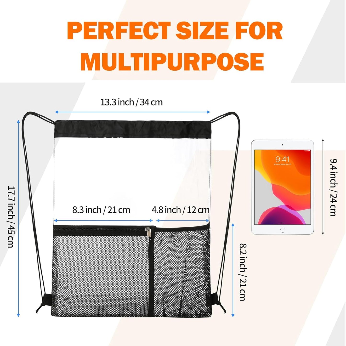 Clear Drawstring Bag | 2-Pack Stadium Approved PVC Backpack | Blue