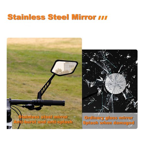 CLHMILY&Z Stainless Steel Lens Handlebar Bike Mirror Wider Angle Rotatable E-Bike Mountain Bike Mirror,Universal Rearview Mirrors,Safe Rearview Mirror, Bicycle Mirror, Cycle Mirror, Left