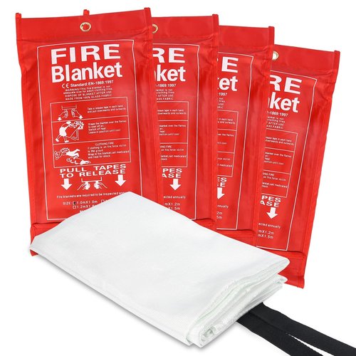 RKZCT Fire Blankets Emergency for Home - 4 Pack 40"x40" Fire Blanket for Home and Kitchen, Fire Retardant Blankets, Fiberglass Fireproof Blanket for Camping