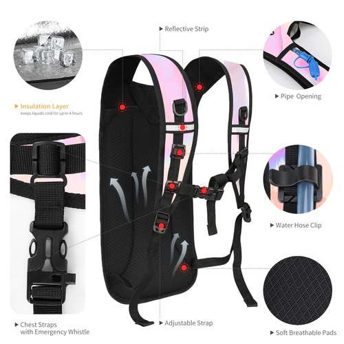 Cofurni Hydration Backpack with 2L Water Bladder, Raves Water Backpack, Lightweight Insulation Hydration Pack for Men and Women, Suitable for Music Festivals, Raves, Hiking, Climbing, Activities