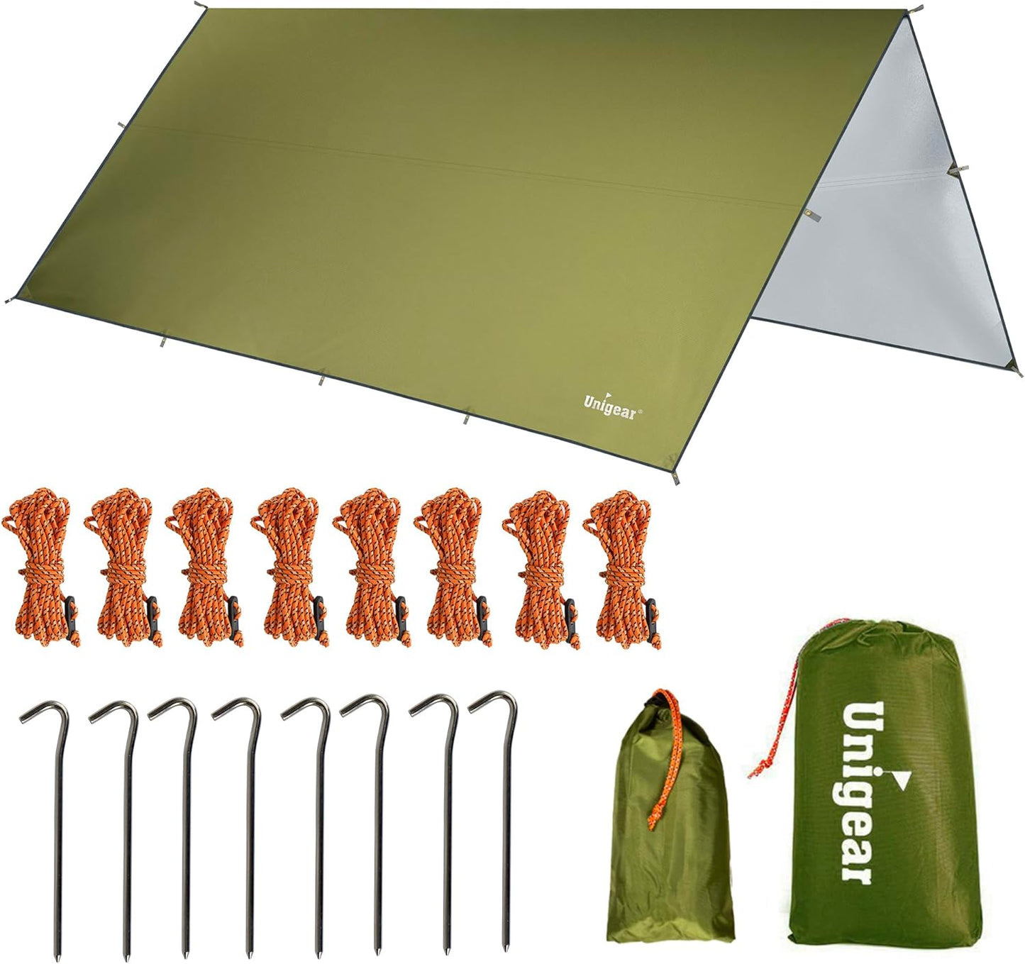 Unigear Hammock Rain Fly, 16.4/14.4/13/10ft Camping Tarp, UV Protection & Waterproof & Lightweight for Camping, Backpacking and Outdoor Adventure (Brown,10 * 10ft)
