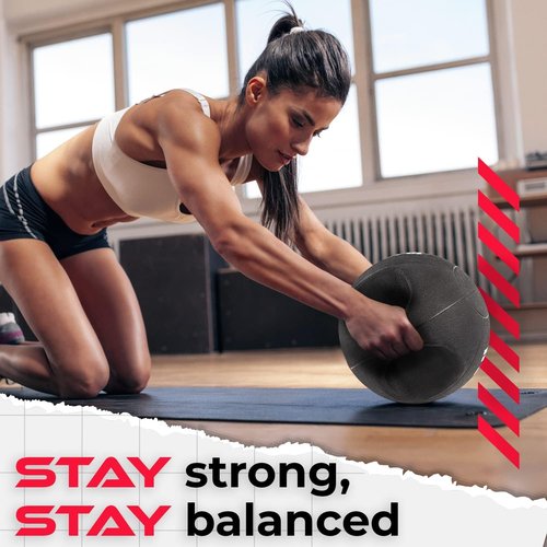 Yes4All Weighted Medicine Ball 20LB with Anti-Slip Dual Handles for Workout, Core Strength Exercises, Balance Training, and Throwing