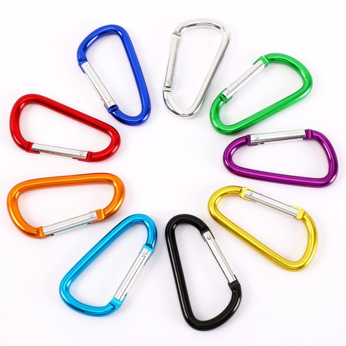 UPINS Carabiner Keychain, 10 Pack 3 Inch Aluminum Locking Carabiner Heavy Duty Hook Multi-use Aluminium D Ring Carabiner Clips