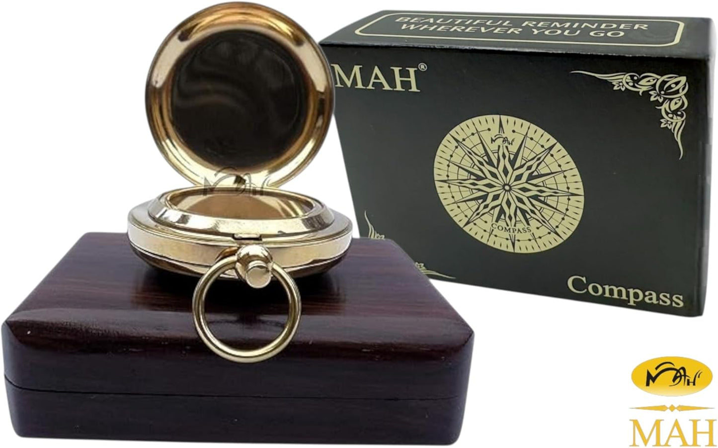 MAH Backpacking Navigation Handmade Brass Personalize Compass for Best Man Get Well Hiking Camping Hunting Trekking Sailing Adventure Travelling Graduation Day Birthday Gifts for Son Back to School