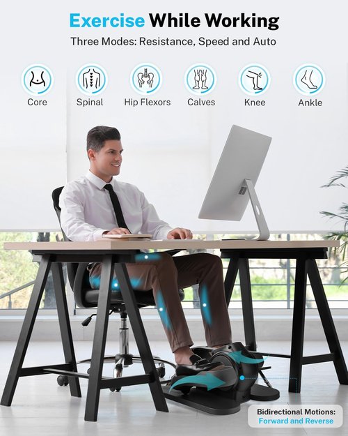 Gonex Under Desk Elliptical Exercise Machine, 20 Modes Leg Exerciser While Sitting for Seniors, 3-in-1 Mini Seated Pedal Exerciser as Seen on TV, 10 Resistance Levels, Manual/Auto Mode