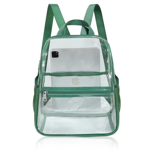 Mildbeer Small Clear Backpack, Stadium Approved 12x12x6 Clear Backpack for Women with 2 Bottle Holders for Festival Concert Sports Events