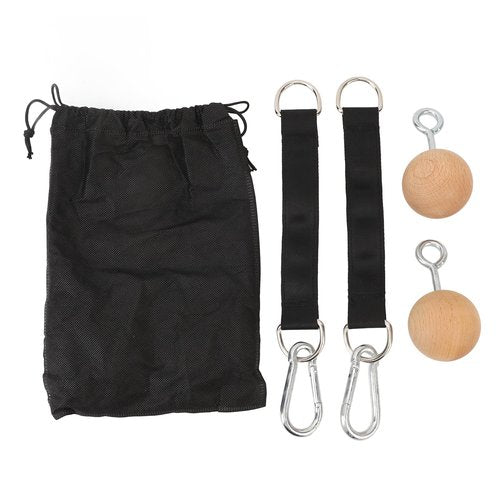 SUNGOOYUE Pull Up Ball Grip, 1 Pair Anti Slip Beech Wood Climbing Ball Hold Grip with Strap for Strength Training Fitness