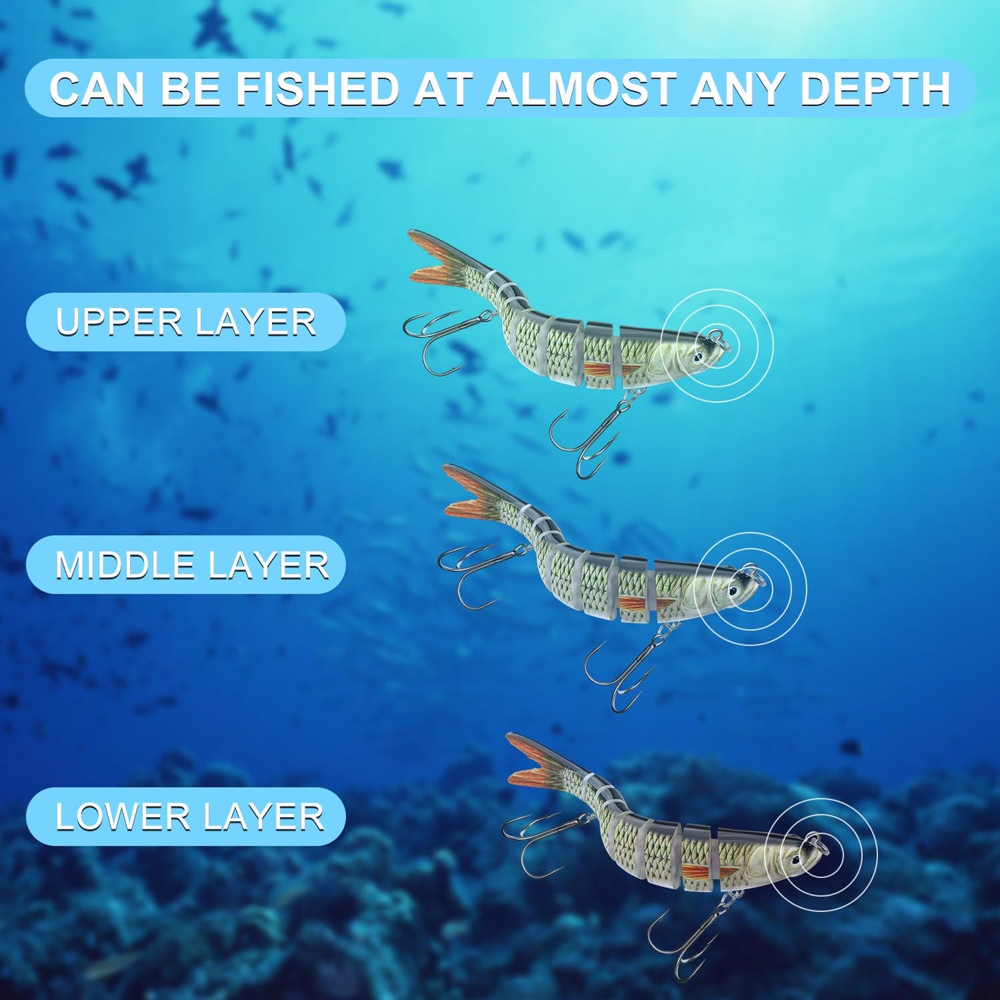 Fishing Lures for Freshwater and Saltwater, CHSMONB 6 Pcs Slow Sinking Most Lifelike Jointed Swimbait for Bass Trout Crappie Walleye Pike, Amazing Gifts for Men and Family