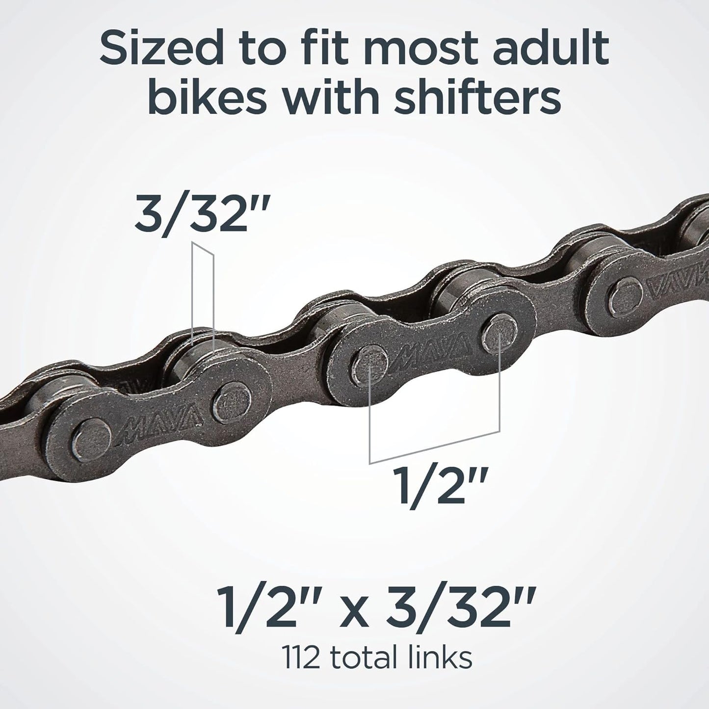 Schwinn Bike Chain, 1/2" X 1/8" Basic Chain Replacement, 112 Total Links, Single Speed, for Non-Derailleur Bikes, BMX, Cruisers and Race, Fits Most Adult Bicycles