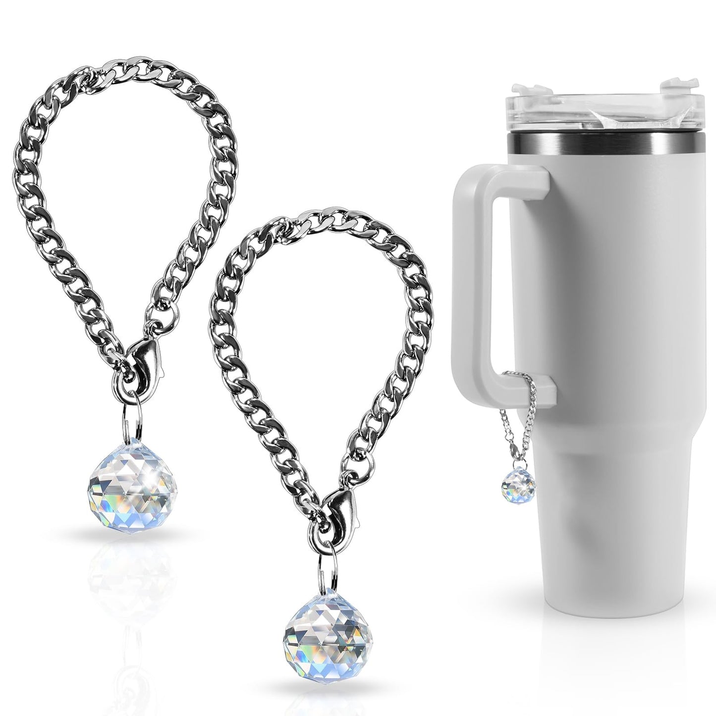 AMZXHCQ Stanley Cup Charms, Cup Pendant Decoration, for Personalized Stanley Cup Handle Charm, Crystal Ball Shape 2PCS.
