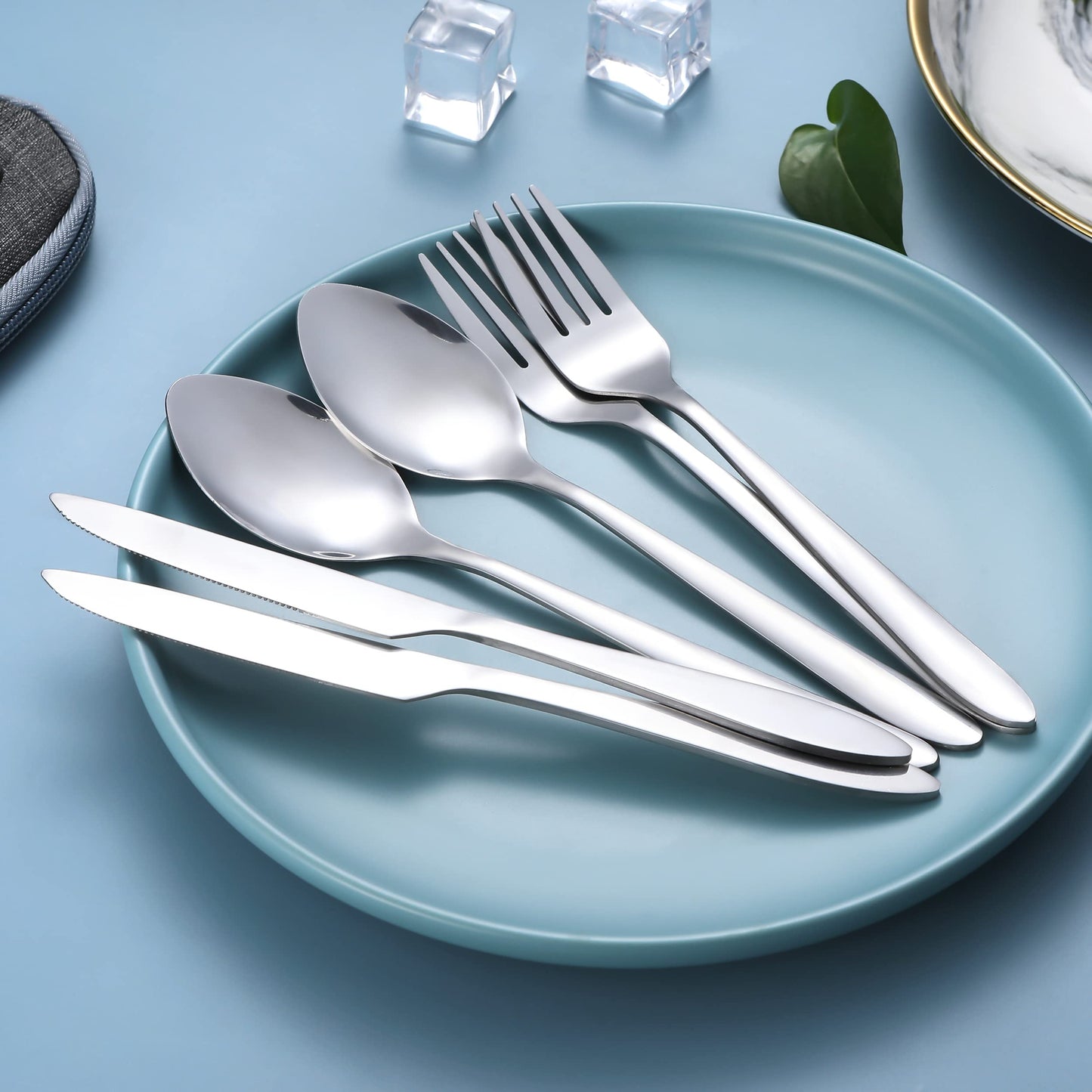 Portable Utensils,Travel Camping Cutlery Set, Portable Stainless Steel Flatware Set,Travel Silverware Dinnerware Set with a Waterproof Case (2-Sets Silver)