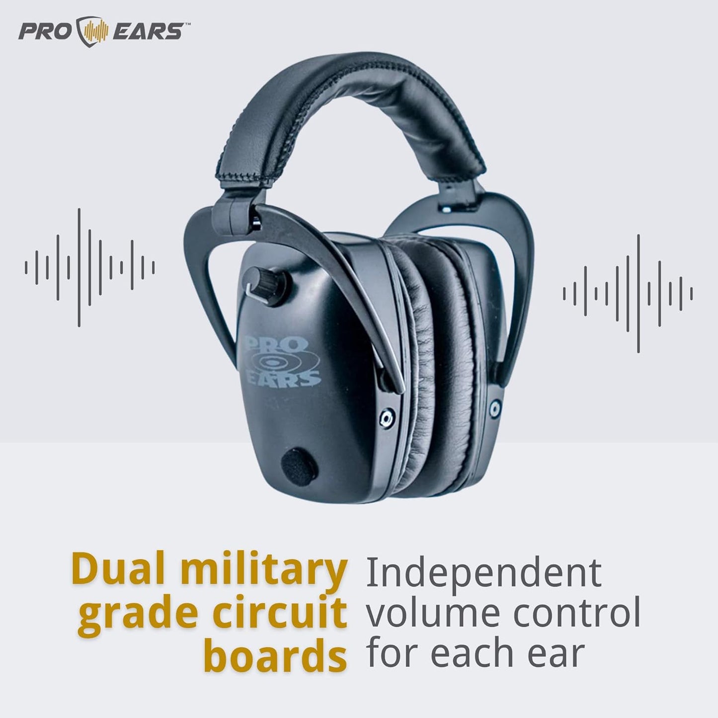 Pro Ears Pro Tac Slim Gold Ear Muffs, Military Grade Electronic Hearing Protection & Amplification, DLSC Tech, Made in USA