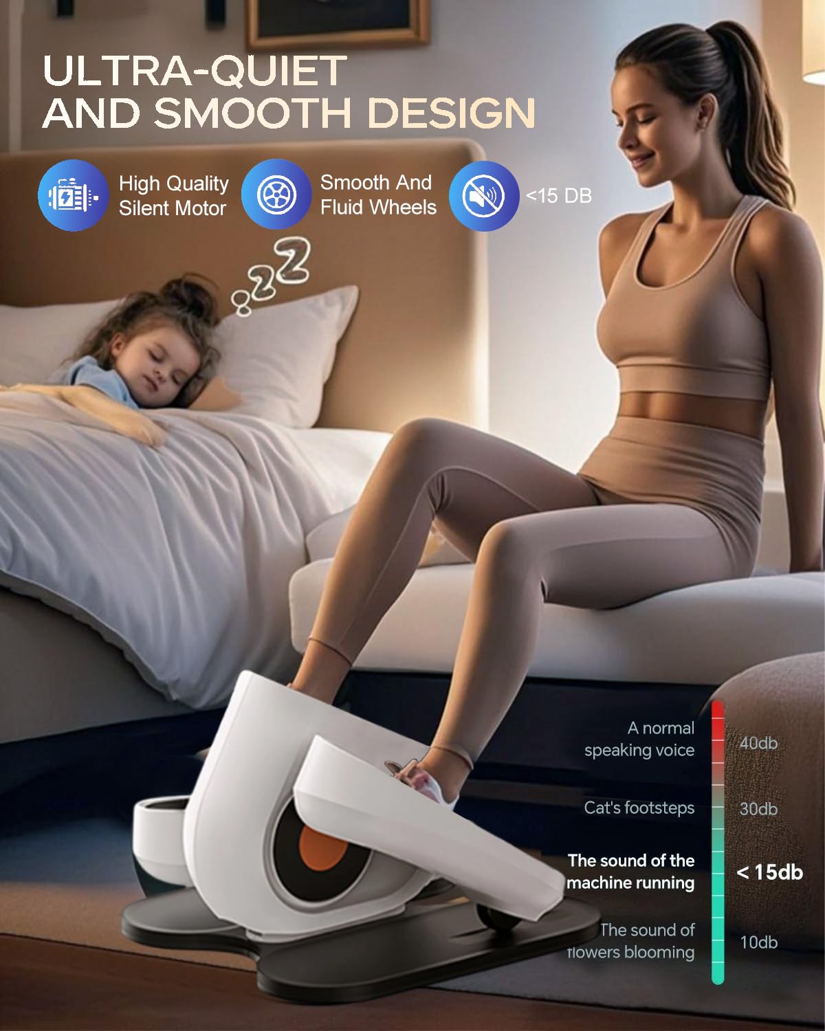 HJDFGSS Under Desk Elliptical Machine, Electric Ellipse Leg Exerciser as Seen on Tv for Seniors with 10 Adjustable,Pedal Exerciser,Exercise Equipment for Home (White)