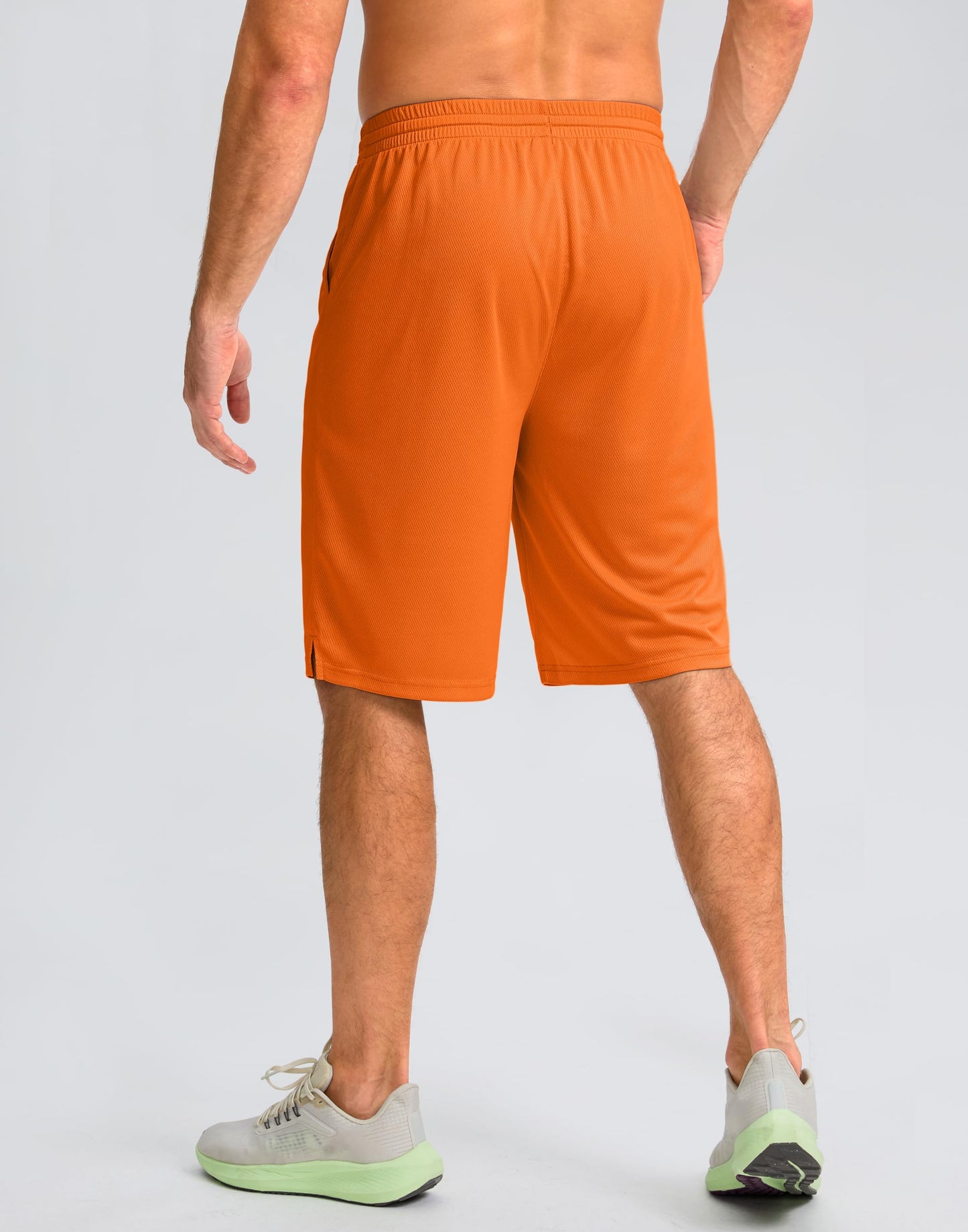 G Gradual Men's Athletic Shorts with Pockets 9" / 11" Long Basketball Shorts Lightweight Quick Dry Gym Workout Shorts for Men(Orange,M)