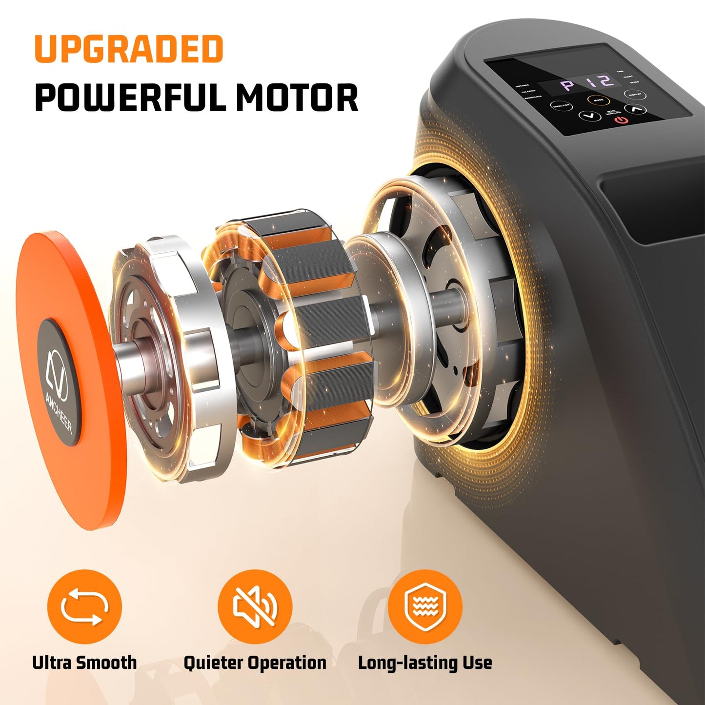 ANCHEER Under Desk Elliptical, Electric Ellipse Leg Exerciser with 12 Adjustable Resistance & Speeds, P1-P12 Modes, Quiet Seated Pedal Exerciser with Remote Control, 100% Pre-assembled for Home Office