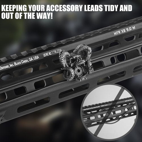 ZBULAR Devil-Horn-G2 Pressure Switch Cable Guides Decorations That Make Your AR-Look Cool Compatible with M-LOK System, Flashlight Laser Wire Management Clips Cable Clips are Used to Route and Secure