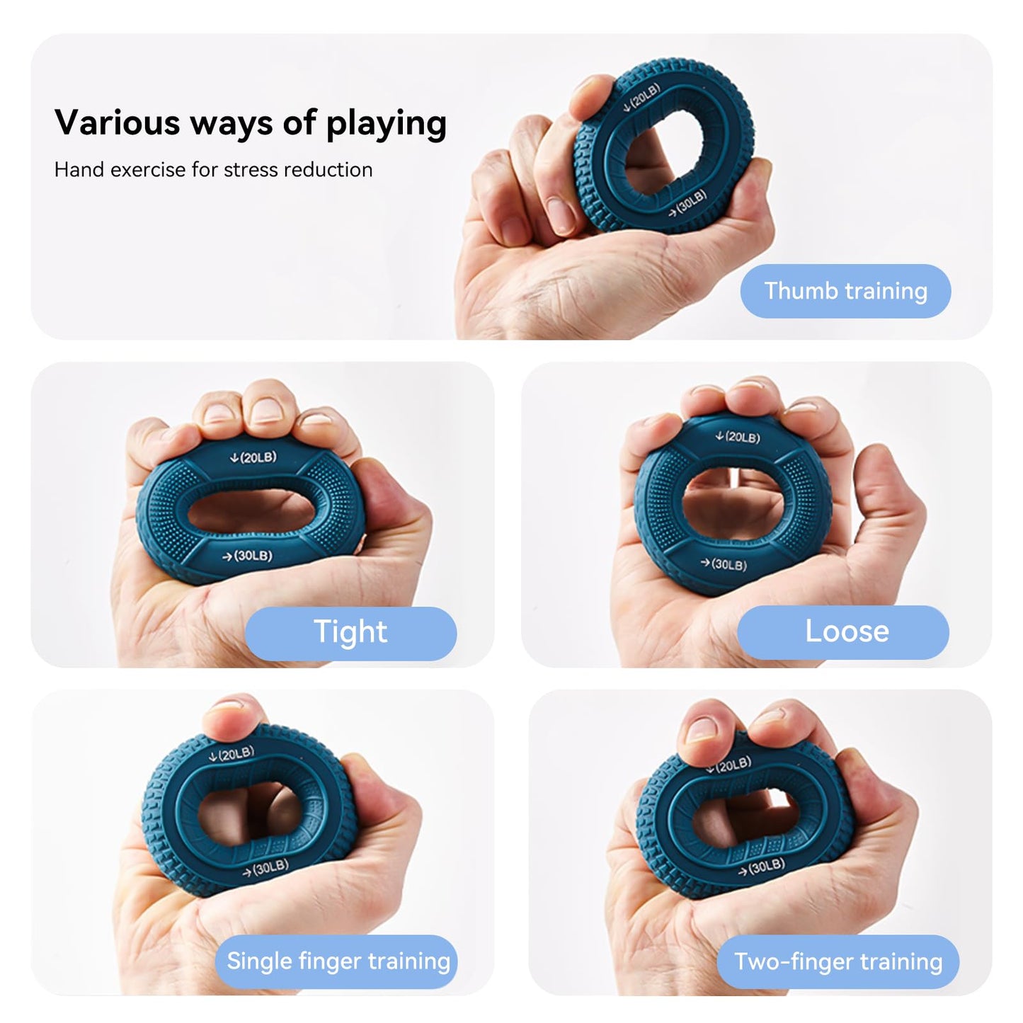 Hand Grip Strengthener, Grip Strength Trainer, Fingers Exerciser - Silicone Rings for Muscle Training Sports Rock Climbing Finger Rehabilitation Training,Hand & Wrist Muscles Trainer Stress Relief,5 Resistance Levels(3 PCS)