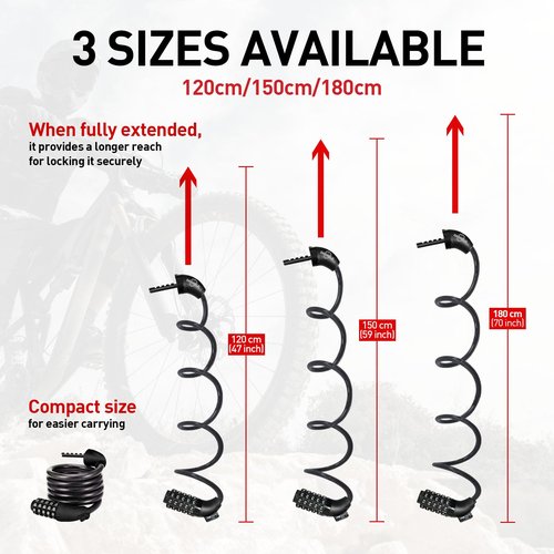 DaShield Bike Lock Cable 59 inches Long 5 Digit Resettable Combination Code for Bicycle and Scooter Cable Lock Anti Theft Cable Locks with Secure Mounting Bracket