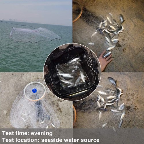 Drasry Fishing Cast Net with Aluminum Ring 3/8 or 1/2 Mesh for Saltwater Freshwater Bait Shrimp Trap Fish Throw Net Size 4FT/5FT/6FT/7FT Radius (Gray Sinkers 3/8 Mesh, 6FT / 180cm Radius