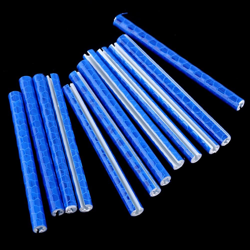 Alomejor Wheel Reflector Mount Clips for Spokes, Reflective Strips for Night Cycling Riding Safety with Warning Reflective Tube (Blue)