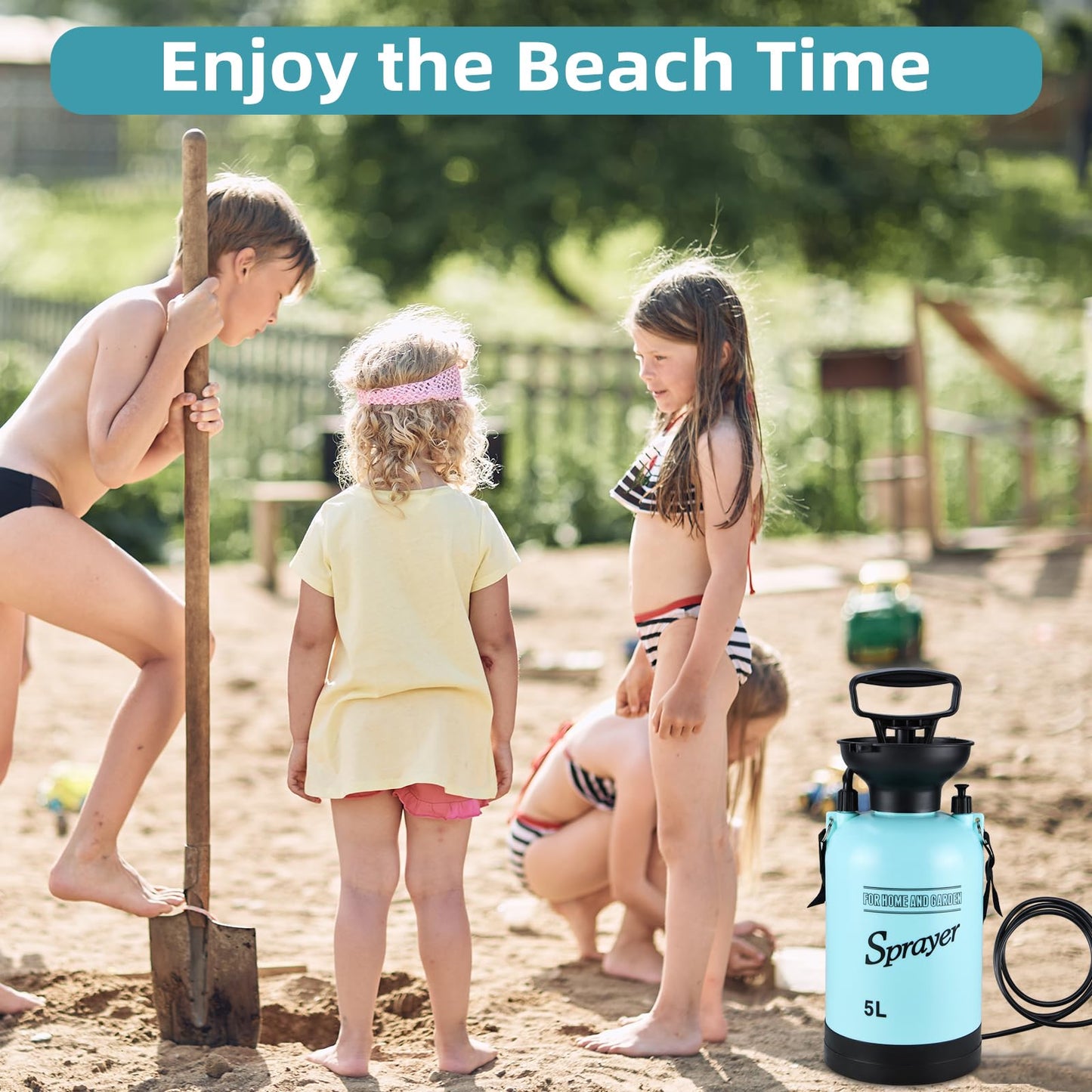 Finderomend Portable Shower for Camping with 7 Spray Modes, 1.3 Gallon Hand Press Camping Shower with Removable Hose and Shower Head,5L