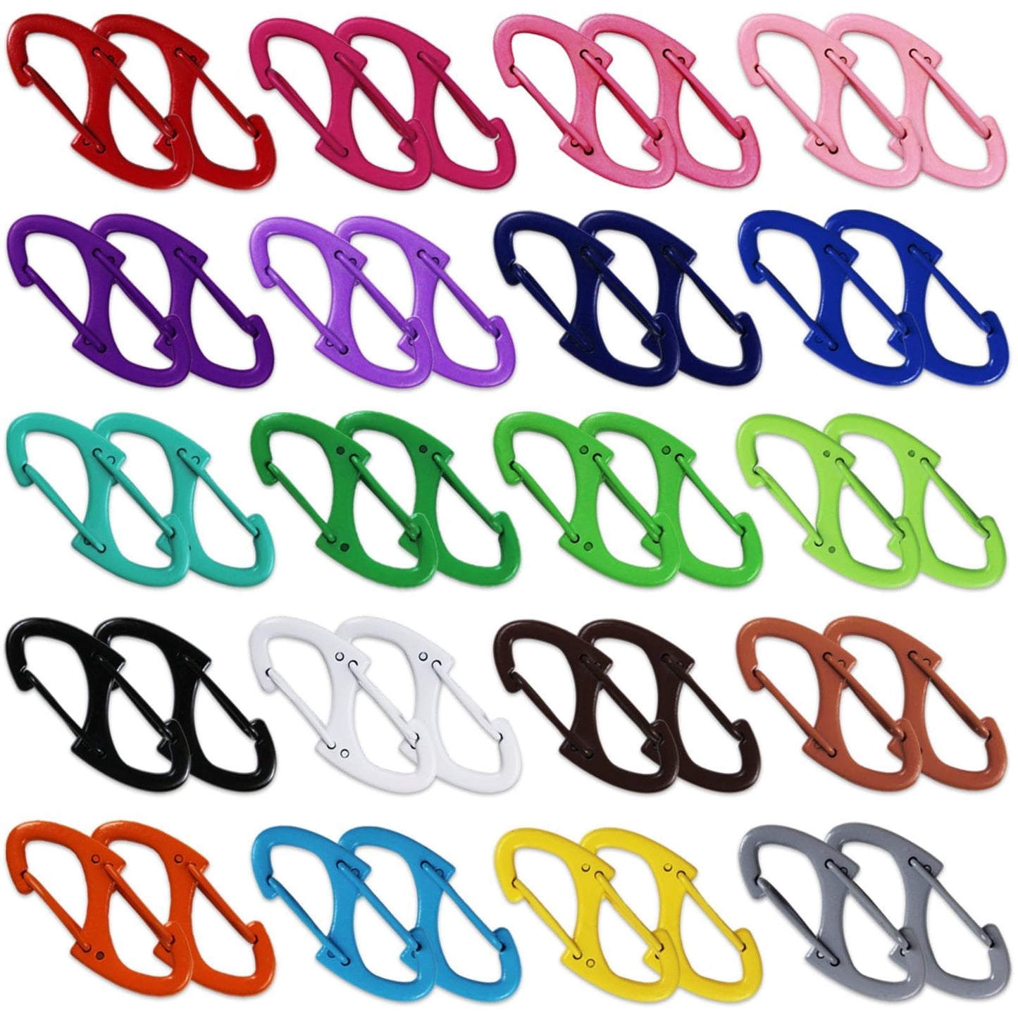 40 Pcs S Mini Carabiner Alloy Snap Hook Key Chain 1.6 Inch Candy Color Dual Wire Interlocking Tiny Biner Clip Attachment Team Camping Hiking Fishing