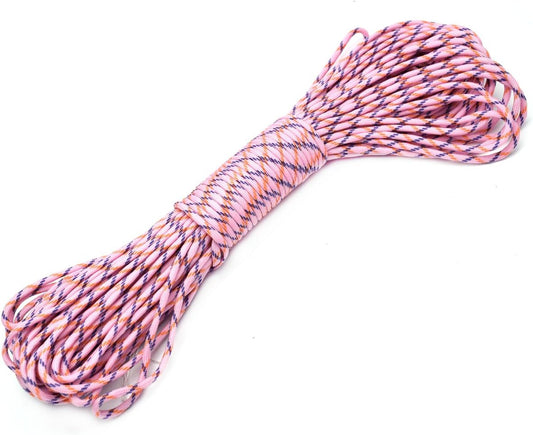 100ft Type III 7 Strand Core Paracord 550 Parachute (89# Light Pink Camo)